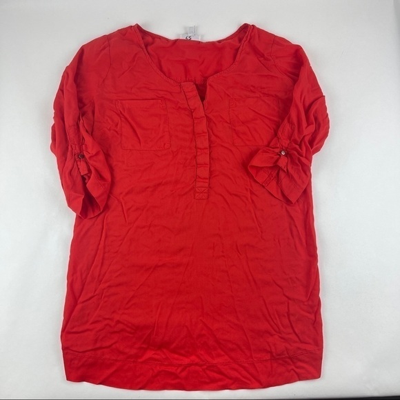 A Pea in the Pod Tops - A Pea In The Pod Maternity Tshirt Womens Medium Red Scrunch Sleeve